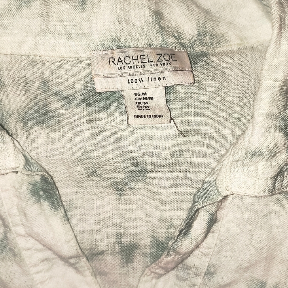 Rachel Zoe Linen Tie-Dye Tunic Drop-Shoulder Half-Sleeve Size M MSRP $98 - Picture 6 of 6